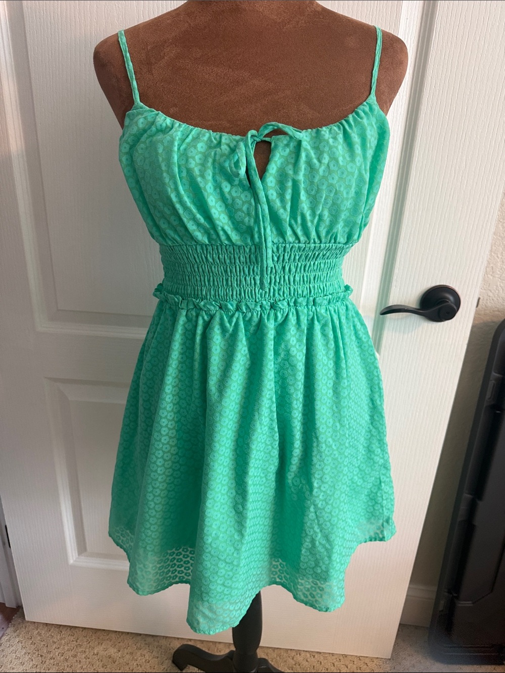 Eyeshadow Aqua Green Smocked Waist Mini Dress